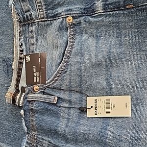 High Waisted Raw Waistband Wide Leg Ankle Jeans